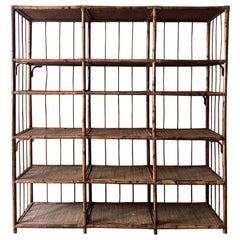Vintage Large Bamboo and Wicker Bookcase from 1950