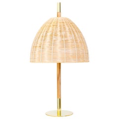 Contemporary, Handmade Table Lamp, Natural Rattan Brass, Mediterranean Objects