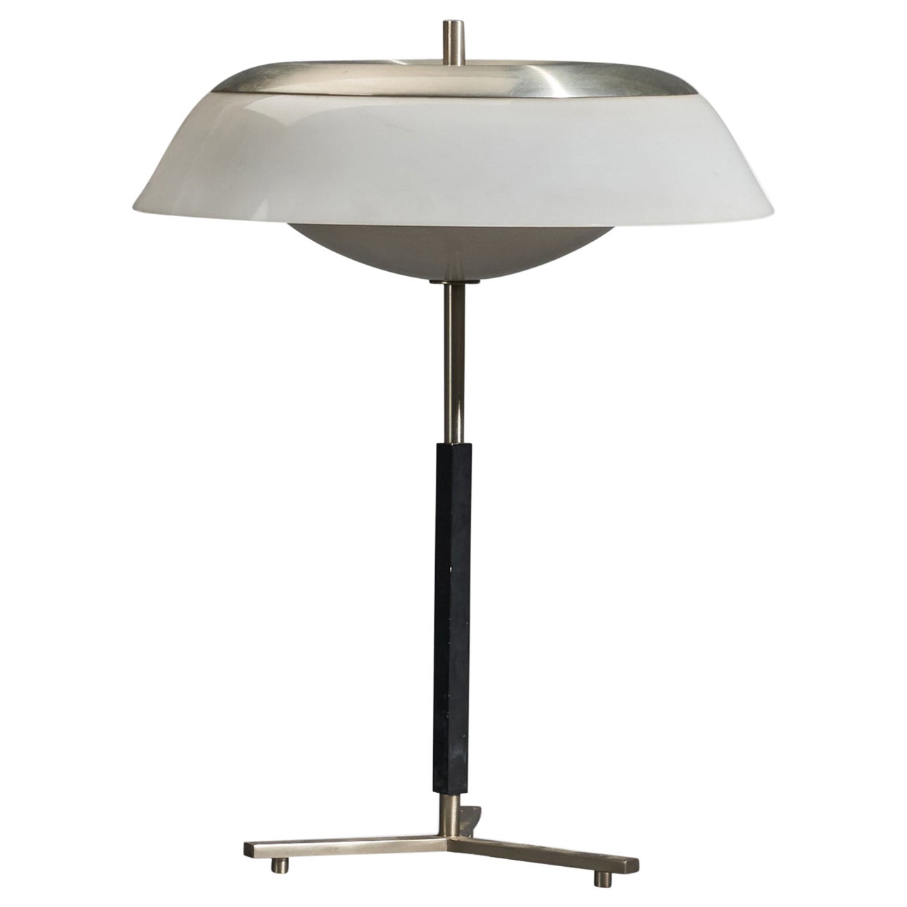 Italian Designer, Table Lamp, Metal, Acrylic, Black-Lacquer Wood, Italy, 1950s For Sale