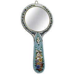 Used Micro Mosaic Murano Glass Handheld or Wall Vanity Mirror, Italy, Venetian Venice