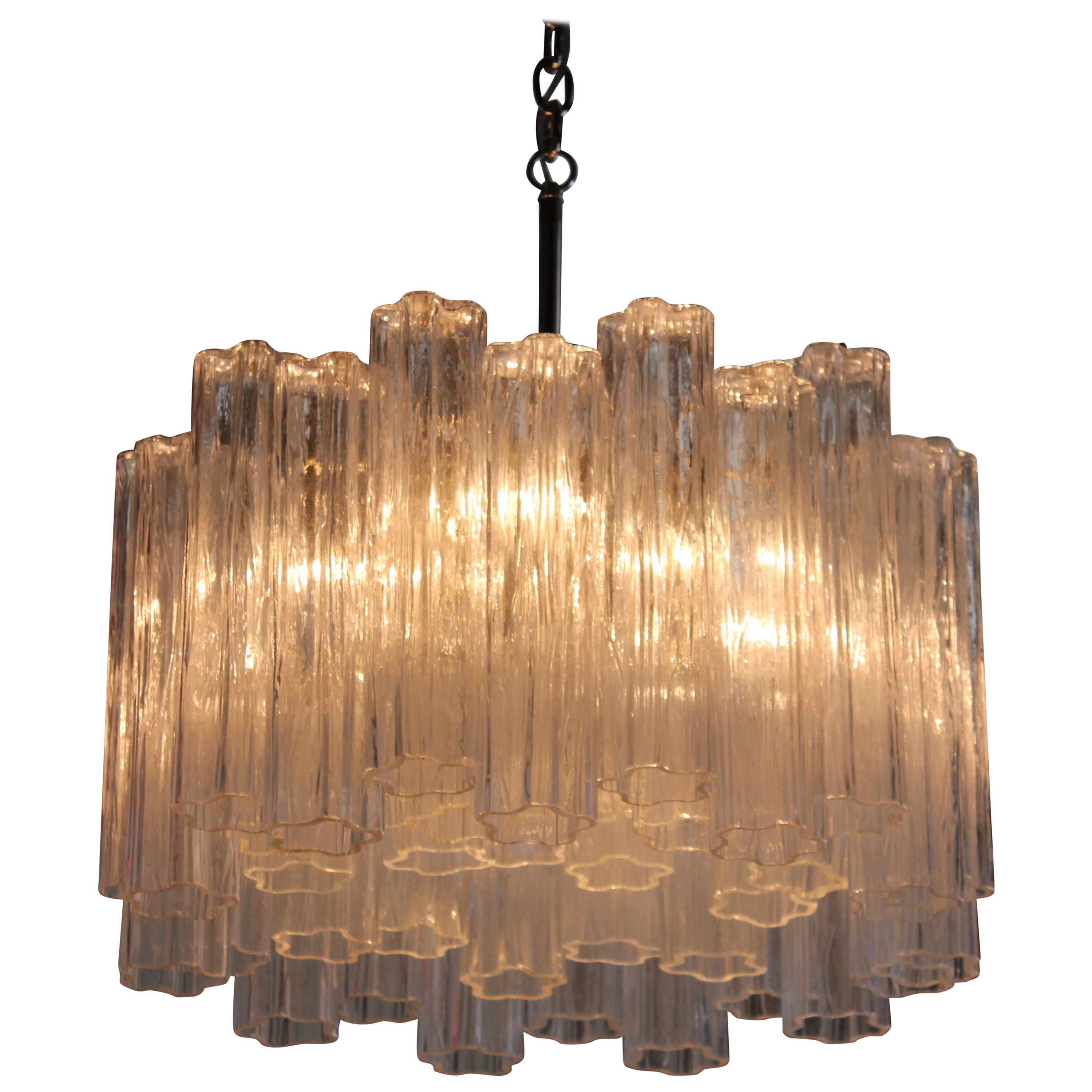 Murano Glass Chandelier Attributed to Venini For Sale