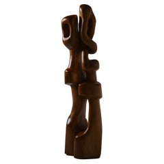 Abstract wooden totem sculpture by R. van ‘t Zelfde, 1970s