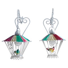 French, Mid-Century, Pair of Bird Cages Wall Sconces, 1950s