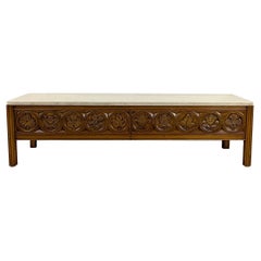 Vintage Stone Top Coffee Table with Drawers
