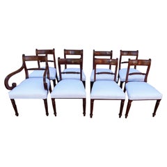 English Regency Set of Eight Mahogany Dining Room Chairs W/ Reeded Legs C. 1810