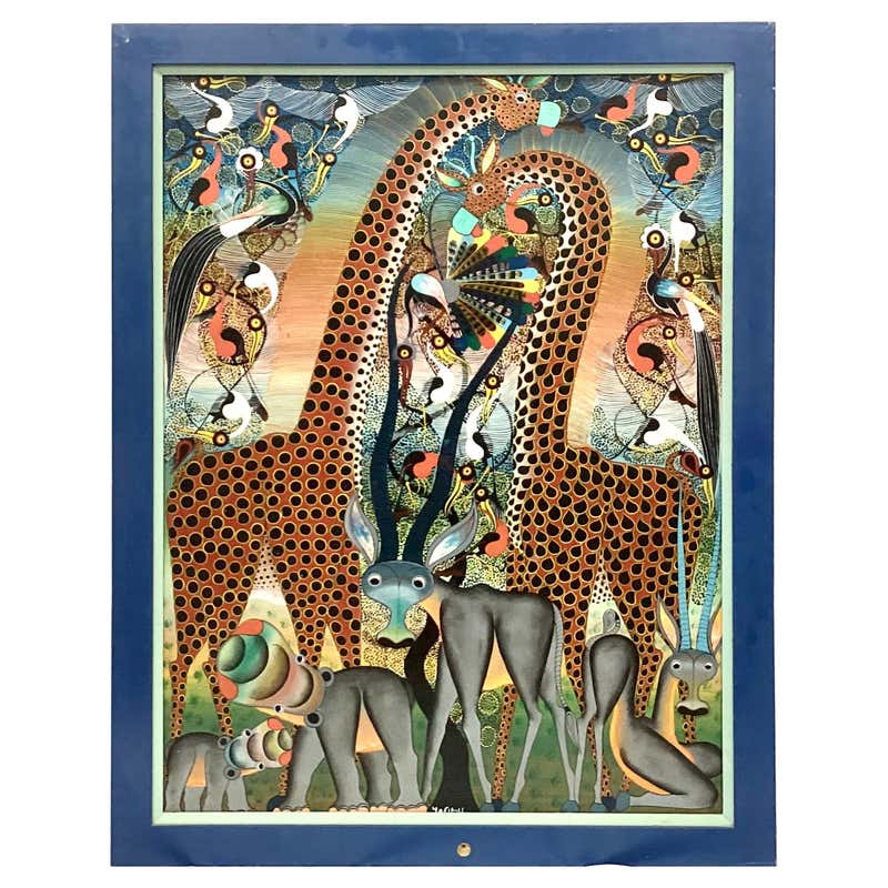 Vintage African Tribal Batik Painting of Elephants For Sale at 1stDibs ...