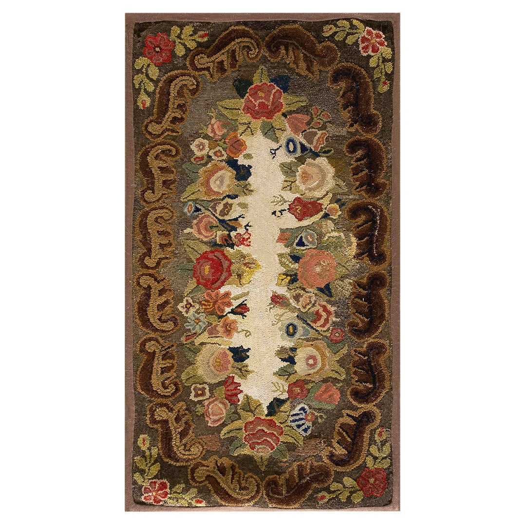 Late 19th Century American Hooked Rug ( 1'8" x 3'4" - 51 x 102 ) For Sale
