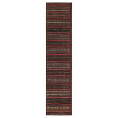 Vintage Persian Kilim Runner in Aubergine with Red Stripes by Rug & Kilim