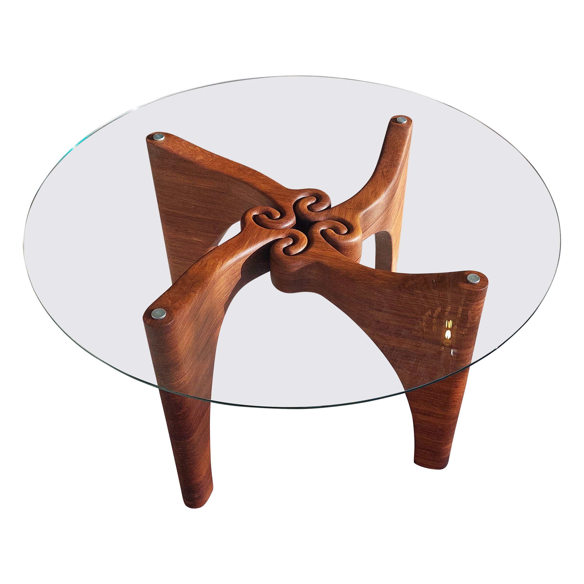 " GRIP dining"  solid bamboo sculptural, dining tablebase or complete table For Sale