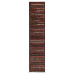 Vintage Persian Kilim Runner in Aubergine with Red Stripes by Rug & Kilim