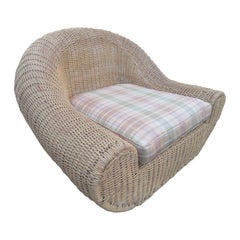 Retro Oversize Sculptural Wicker Chair in the Manner of Michael Taylor Mid-Century