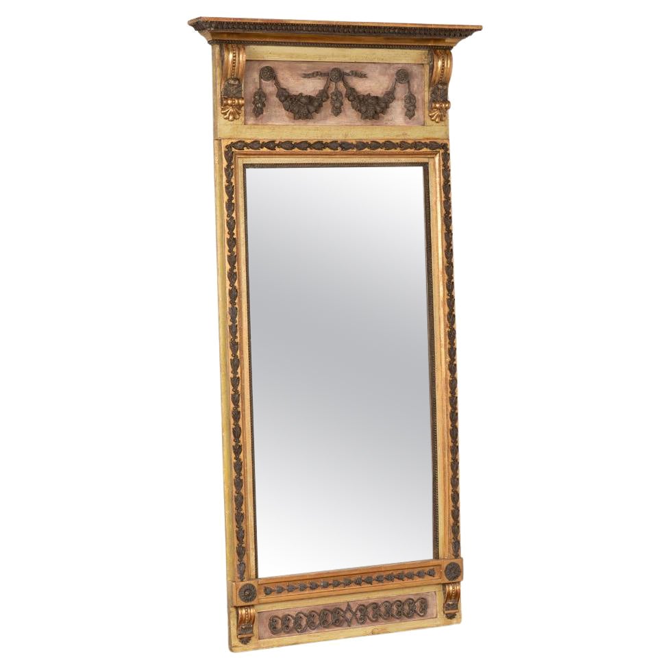 Antique Swedish Gustavian Original Painted Giltwood Mirror, Circa 1840-60