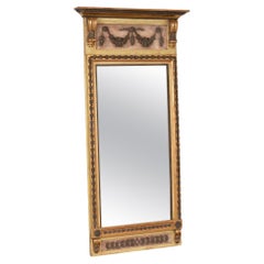 Antique Swedish Gustavian Original Painted Giltwood Mirror, Circa 1840-60