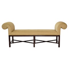 Roll Arm Bench or Chaise in Silk by Thomas Pheasant for Baker Furniture