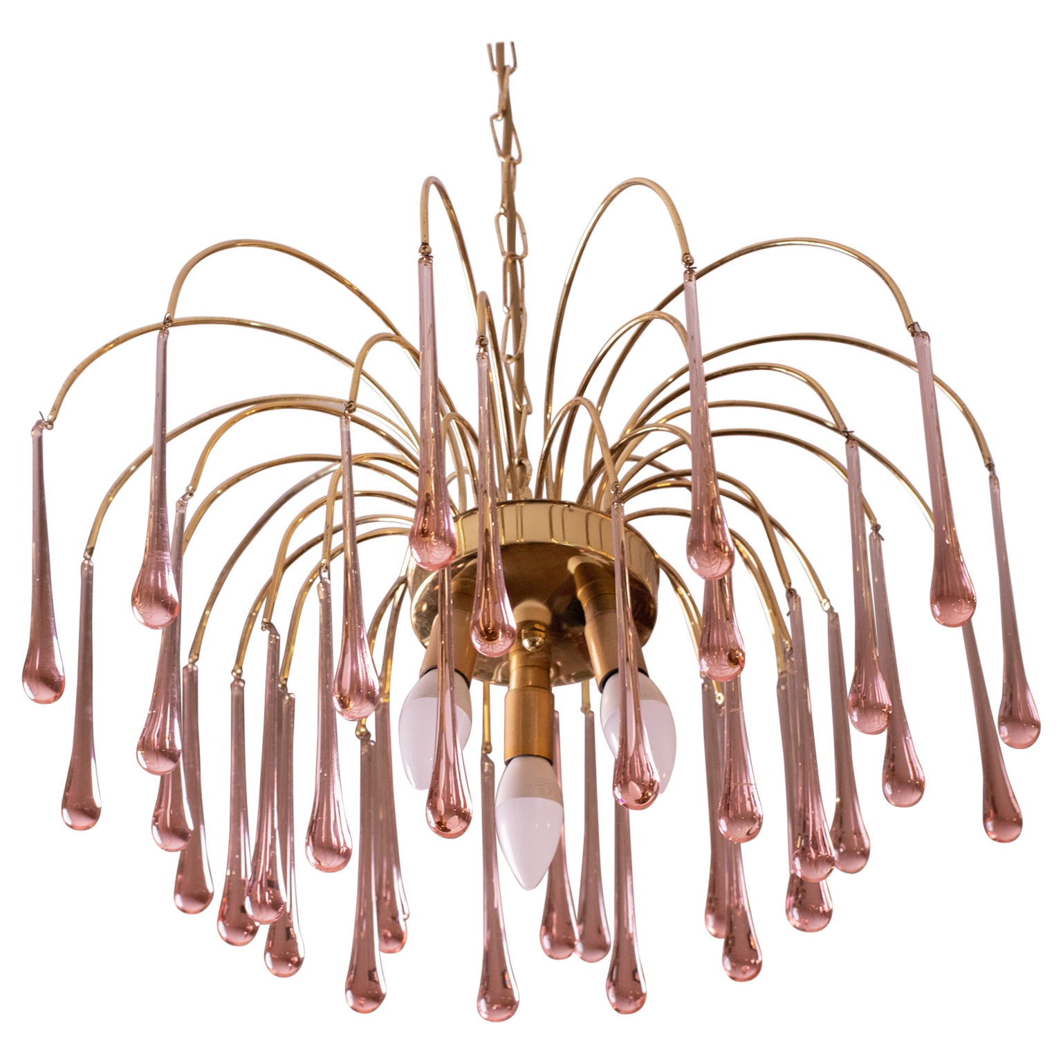 Lady Wendy, Pink Drops Murano Chandelier, 1970s