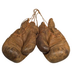 Used Stall & Dean Horse Hair and Leather Boxing Gloves c.1920