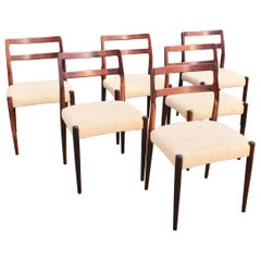 Six Vintage Danish Hardwood 1960s Dining Chairs by Johannes Andersen