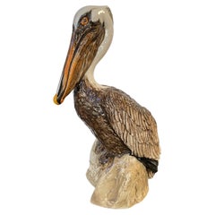 Vintage Ceramic Glazed Pelican Statue by Townsend