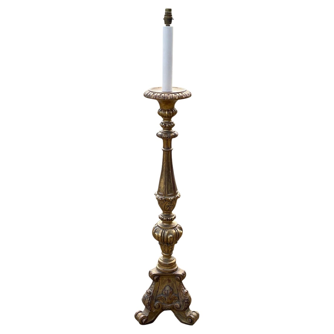 Lamp Floor Standing Torchere Gilded Italian Fleur De Lys For Sale