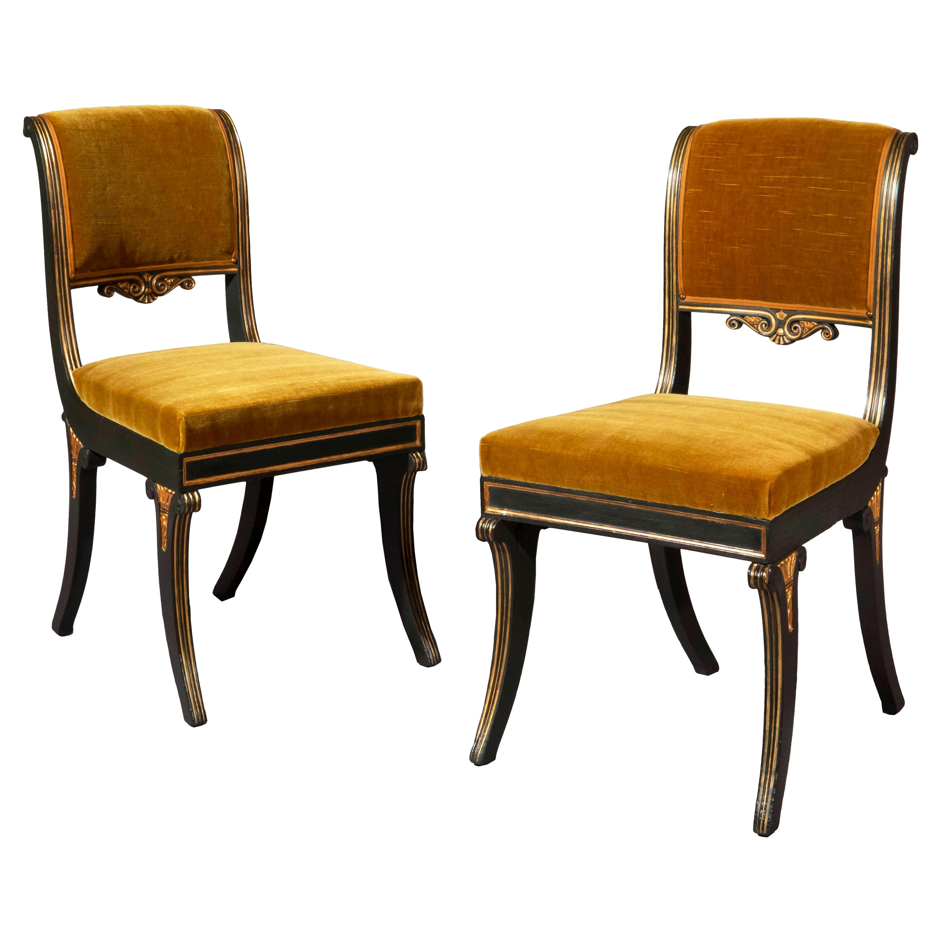 Pair of Regency Painted Klismos Chairs