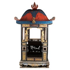 Antique Chinese Wedding Sedan Chair with Giltwood Temple Carvings