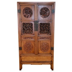Antique Carved Japanese Armoire Tv Cabinet, 19th Century