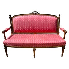 Antique French Louis XVI Giltwood Sofa Settee, 19th Century