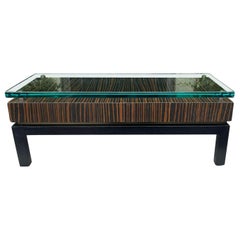 Modern Art Deco Style Macassar Ebony & Glass Low Table, 1990s