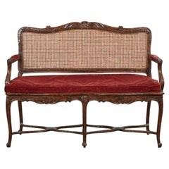 Louis XV Stil Französisch Provincial geschnitzt Nussbaum & Cane Sitz Settee