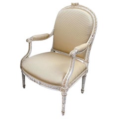 Antique French Louis XV XVI Transitional Arm Chair, 19th Century