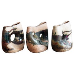 Dokutsu & Umi Raku Keramikvase, halber Kupfer, matt, handgefertigt, Keramik für Ihr Zuhause