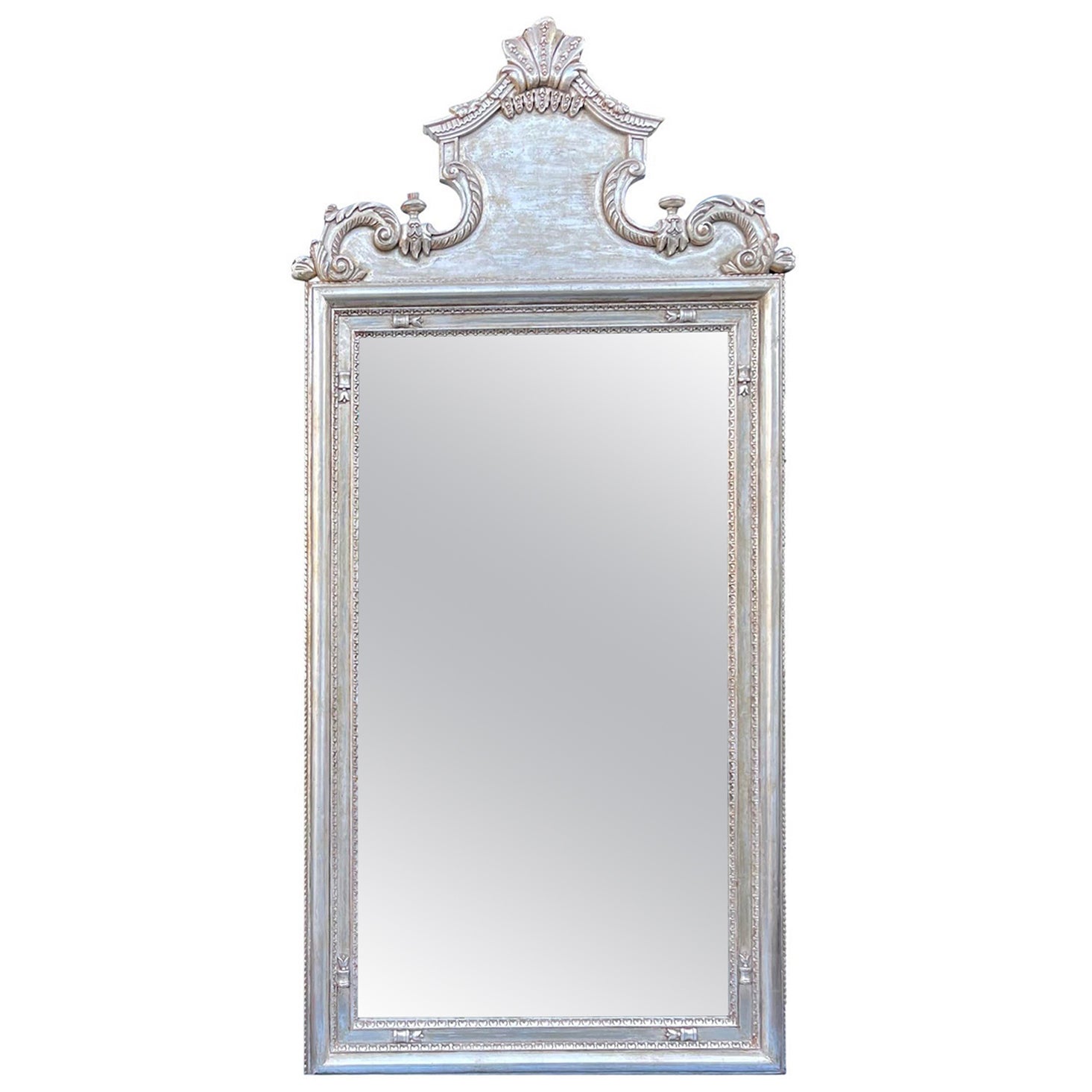 Miroir en bois doré argenté de style Charles Pollock pour William Switzer du 18ème siècle