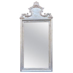 18th C, Style Charles Pollock for William Switzer Silver Giltwood Mirror
