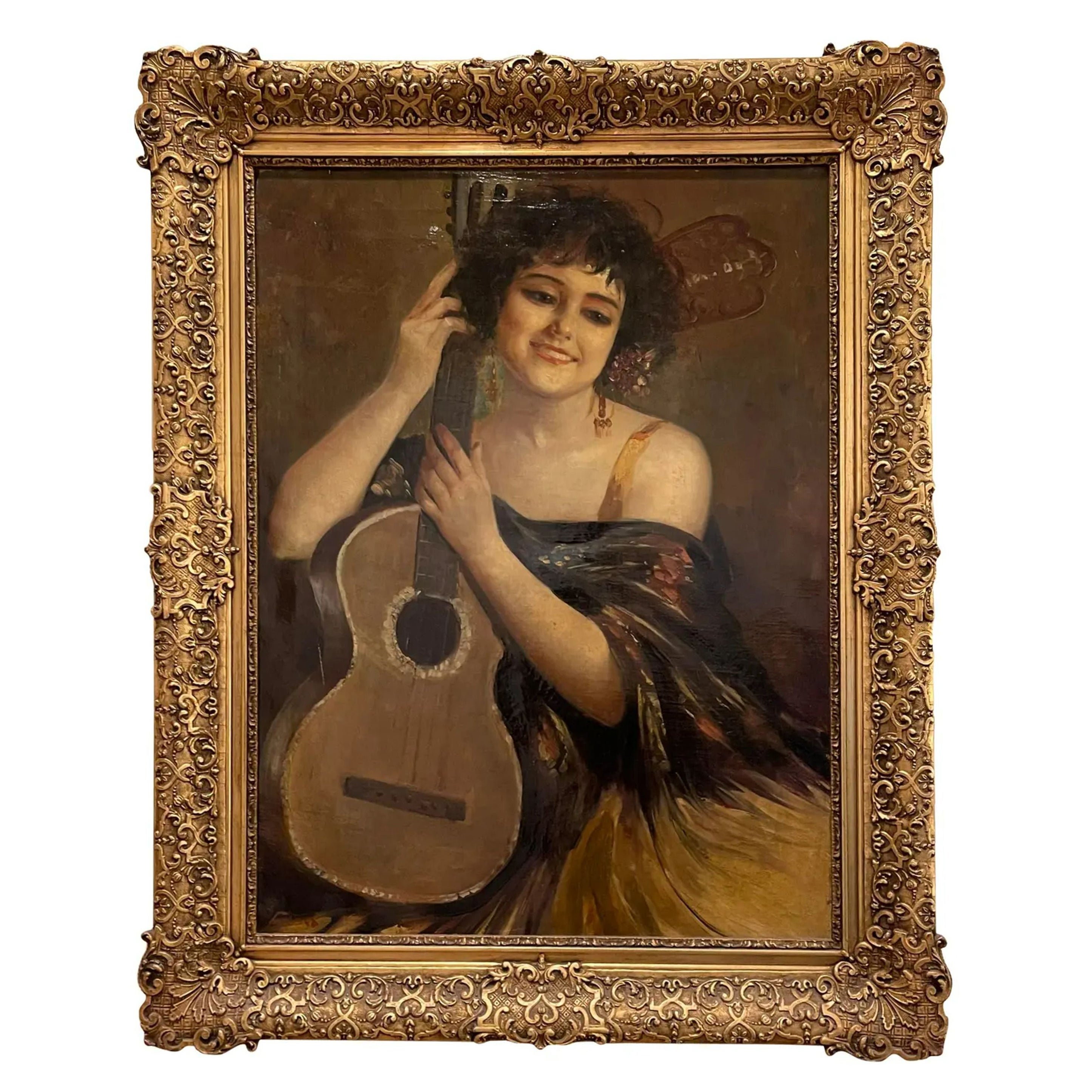 Antique Ernesto Fontana Original Oil Painting, 19th Century For Sale