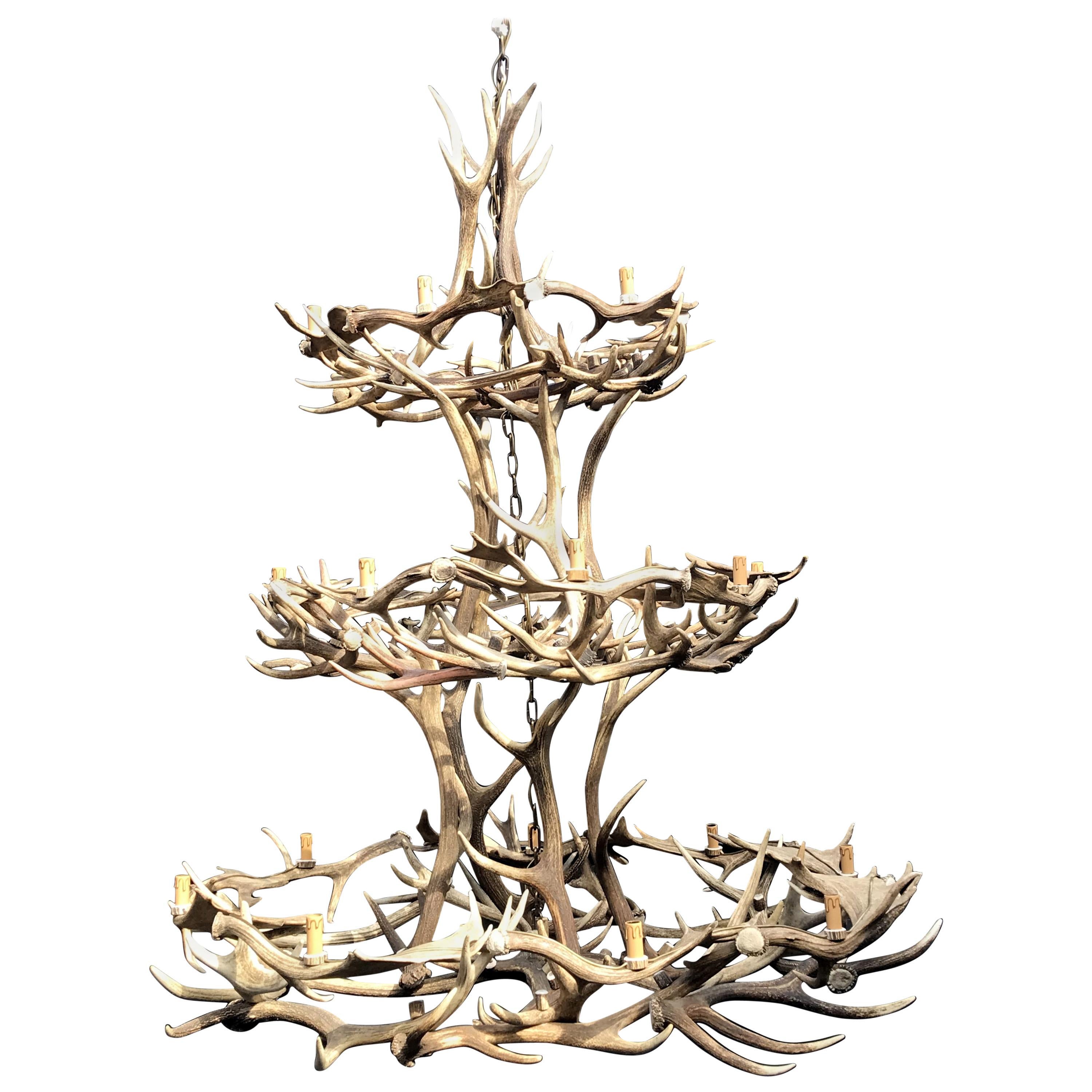 Imposing Chandelier Made of Antlers For Sale