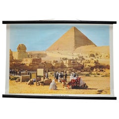 Cheops Pyramid and Sphinx Vintage Mural Egypt Photo Poster Rollable Wallchart