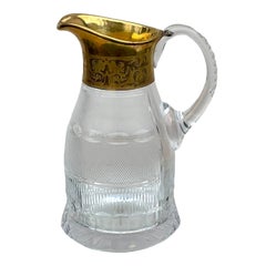 Moser Splendid Gold Encrusted Crystal Pitcher, 1980s