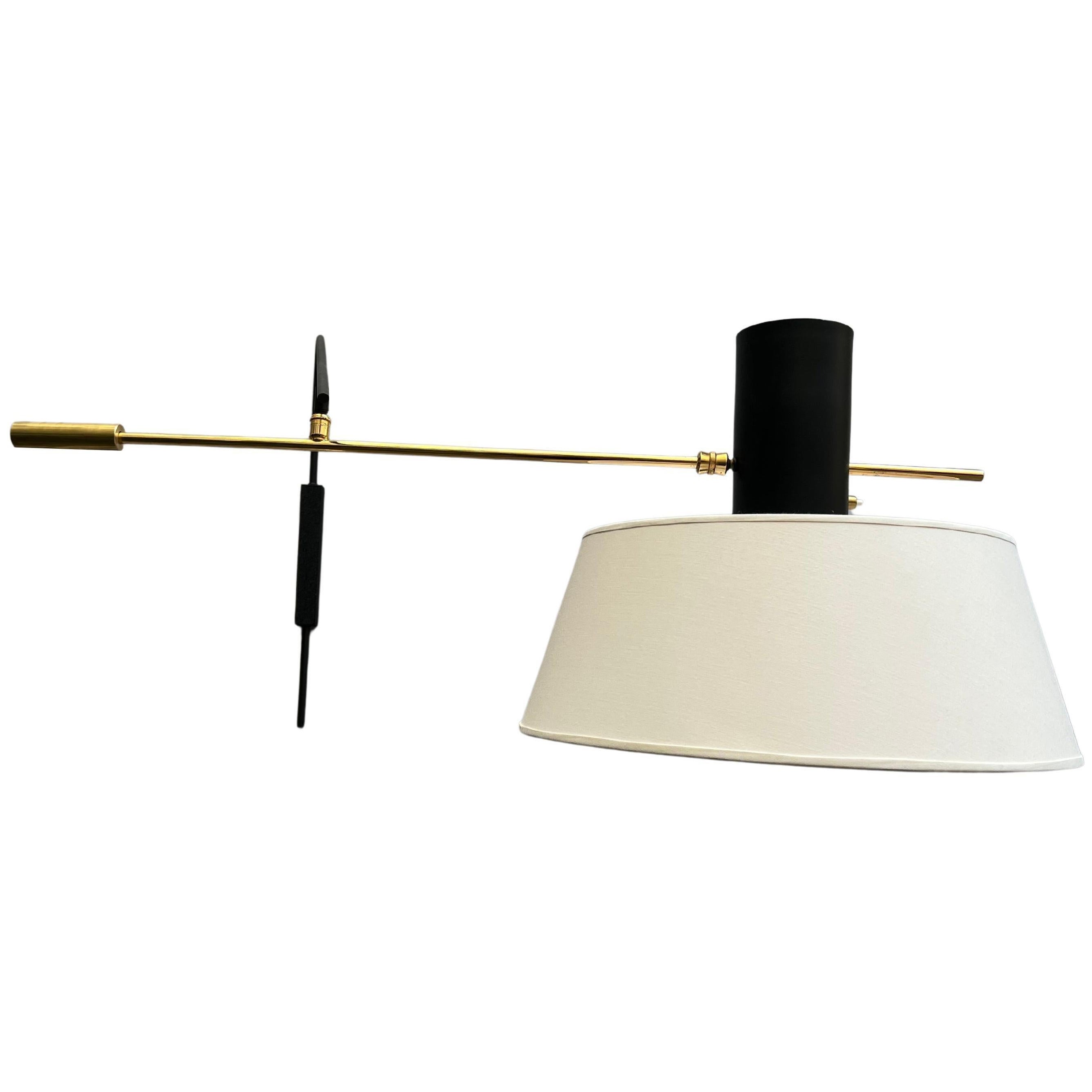 Large pendulum wall lamp with inverted shade Maison Lunel, France, circa 1960 For Sale