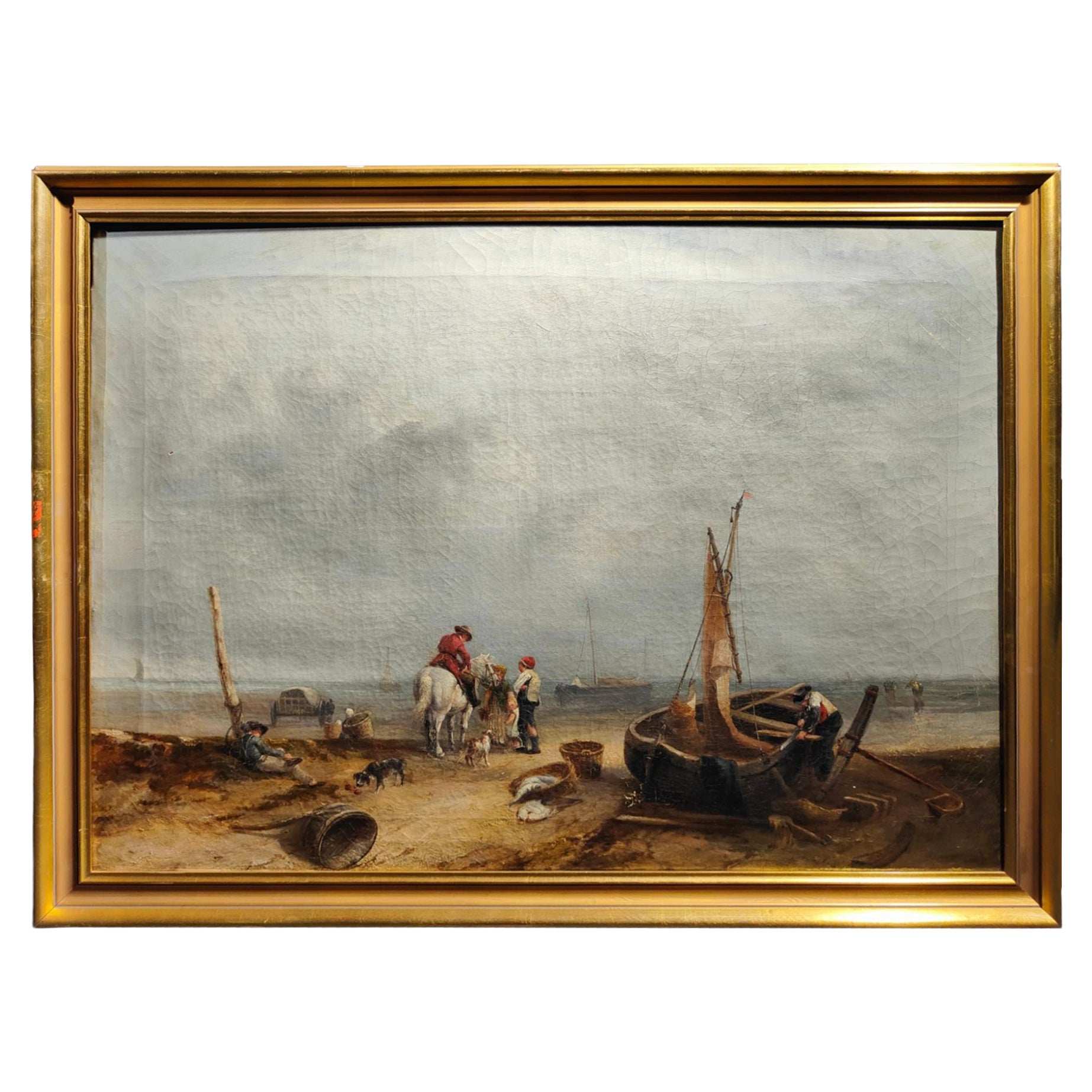 Oil on Canvas English School Marine Scene Eighteenth Century For Sale