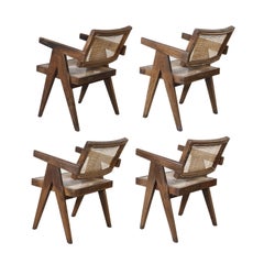Pierre Jeanneret PJ-SI-28-a Set of 4 Chairs / Authentic Mid-Century Modern