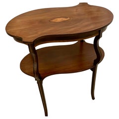 Unusual Antique Edwardian Quality Mahogany Inlaid Lamp Table