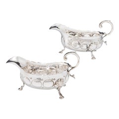 Pair Sterling Silver Sauceboats Chester 1900