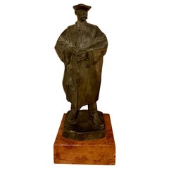 Sculpture hongroise Art Déco ancienne en bronze - L'érudit par Laslo Janos Beszedes