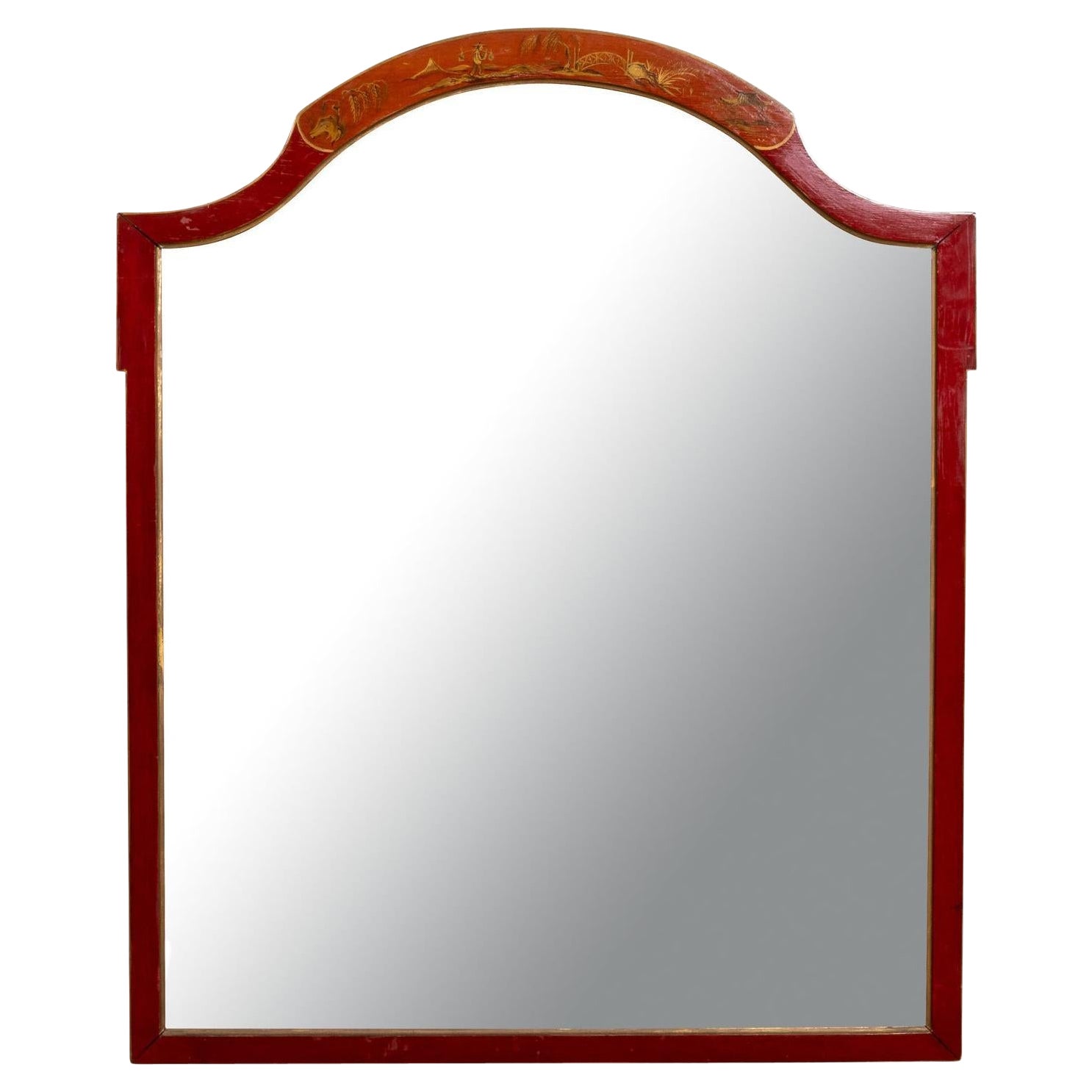 Vintage Irving & Casson Red Chinoiserie Mirror For Sale