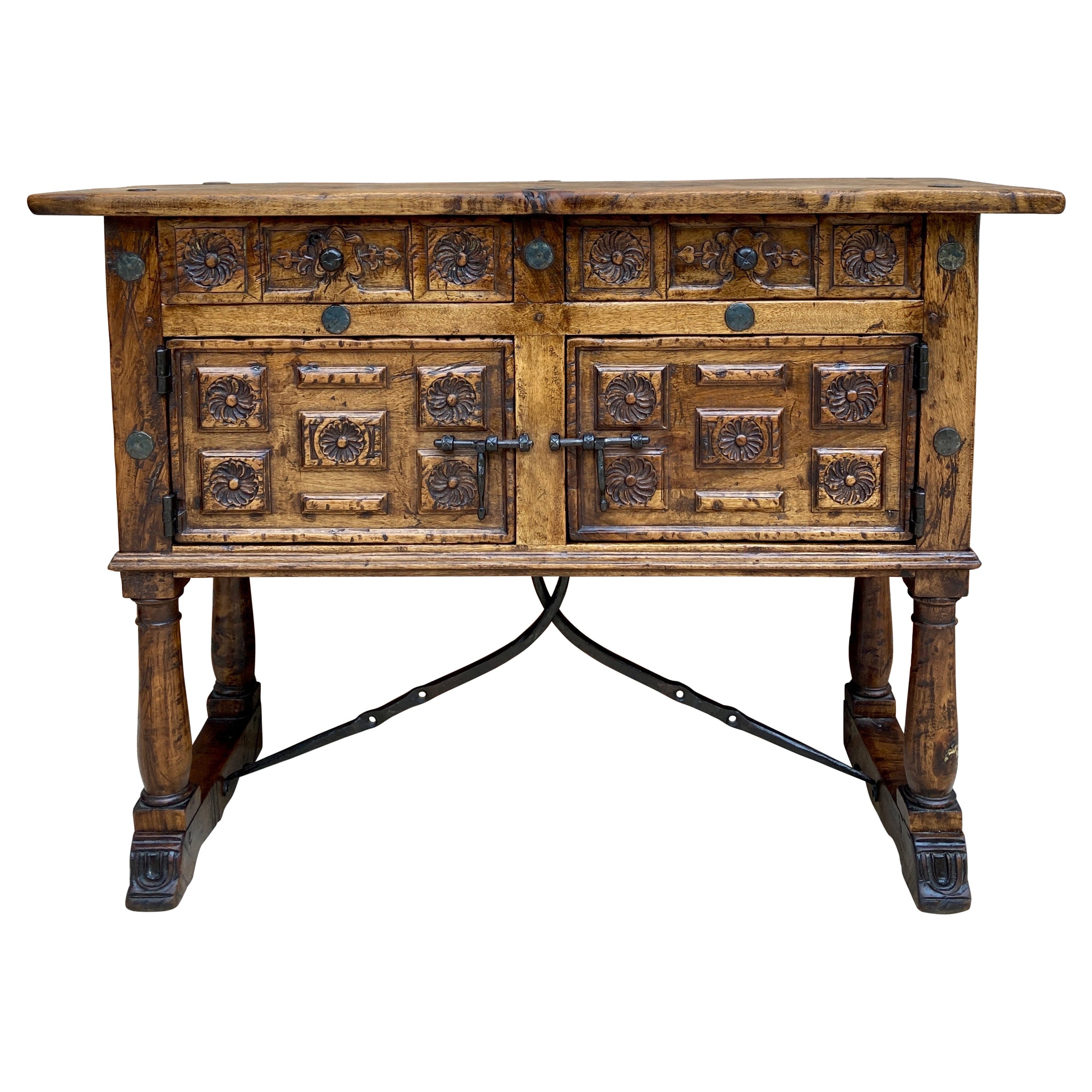 19th Century Spanish Console Table in Walnut For Sale