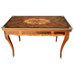 Antique Louis XV Style Bronze Mounted Marquetry Game Table, 19th Century