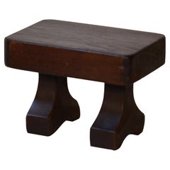 Vintage Little French Brutalist Stained Wooden Stool, circa 1950