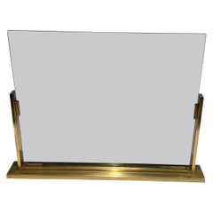 Used Smoked Glass and Brass Fireplace Screen