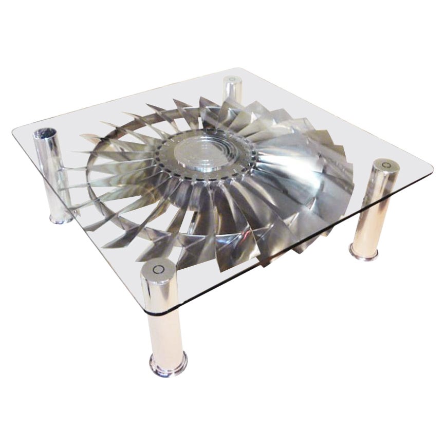 Coffee Table with a Turbine from Rolls Royce Pegasus For Sale