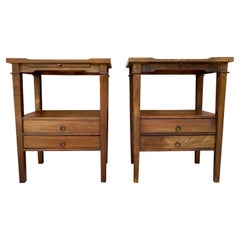 Early 20th Century French Walnut Nightstands 1940s Set of 2